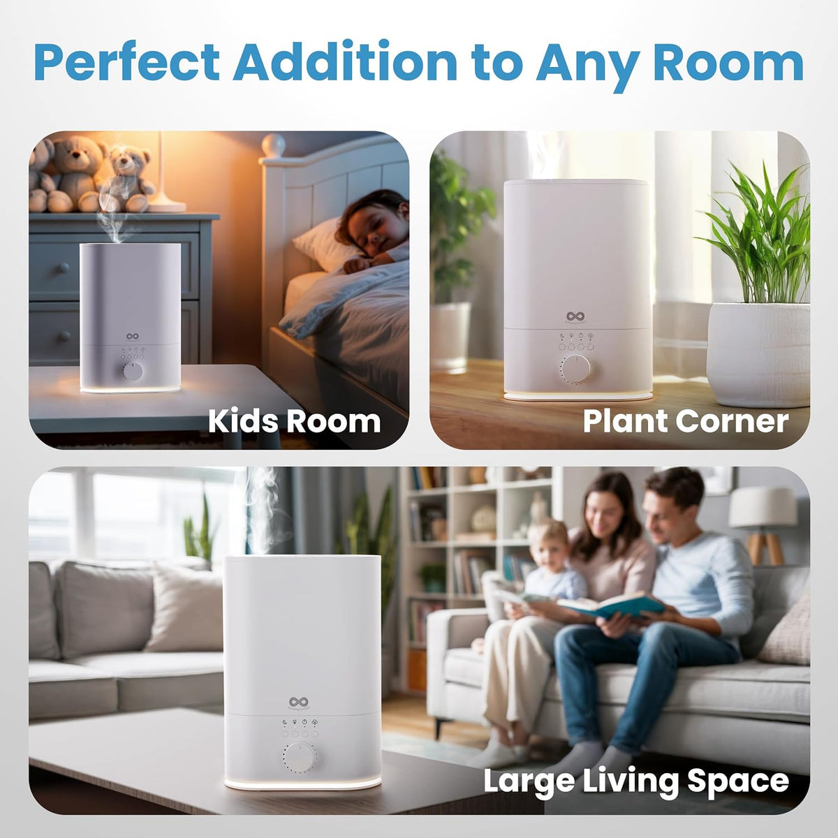 Everlasting Comfort 2.5L Top Fill Humidifier for Bedroom – 28dB Ultra-Quiet, Easy to Fill & Clean, 24HR Runtime, Night Light, Timer, Ultrasonic Cool Mist, Auto Shut-Off for Indoor Use