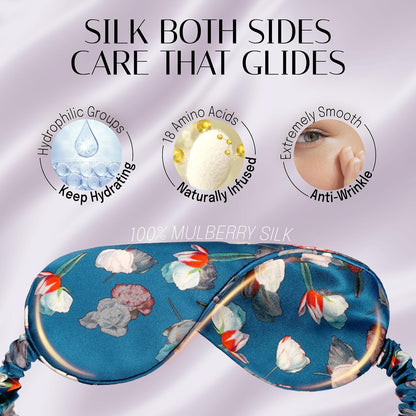 OLESILK 100% Mulberry Silk Sleep Mask for Women - Zero-Pressure Blackout