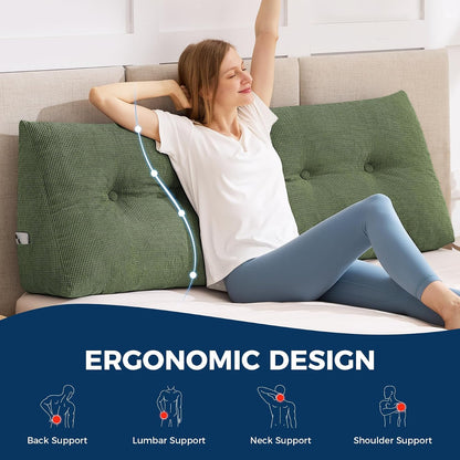 IASEAHK Headboard Pillow Queen, Triangle Pillows for Headboard, Head Board Backrest Wedge Pillow for Reading Sitting Working, Daybed Pillows with Removable Cover for Bed Dorm Sofa, Dark Grey