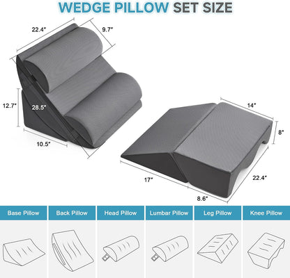 Yojoker Leg Elevation Pillows for Swelling, Memory Foam Wedge Pillow for Legs Blood Circulation, Leg Elevation Pillows for After Surgery, Knee Wedge Pillow for Sleeping Back Hip Ankles Relief