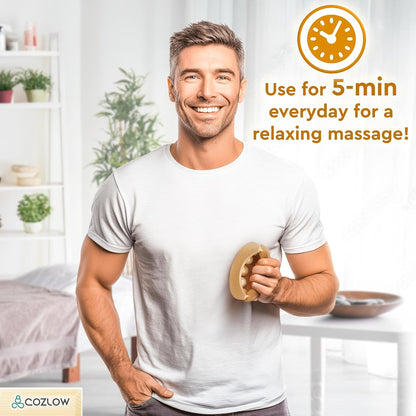 Handheld Lymphatic Drainage Massager - May Reduce Appearance of Cellulite | Cozlow manual massage tool w/ 7 rolling balls, helps support lymph system care, promotes healthy circulation & smoother skin