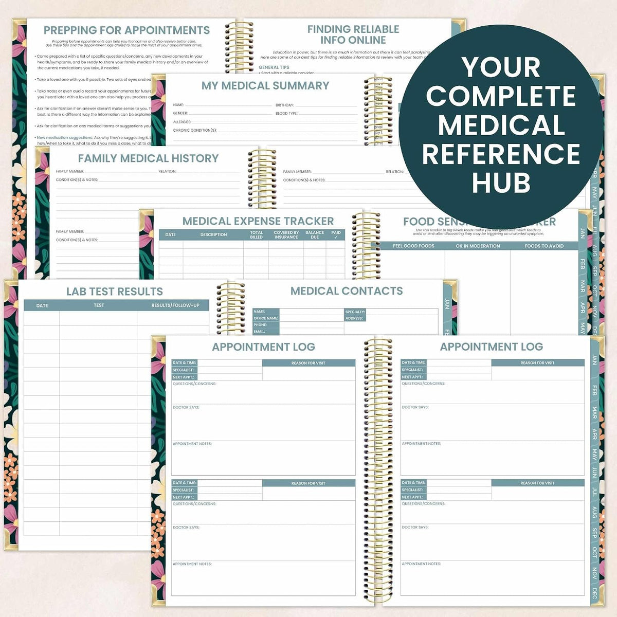 bloom daily planners Undated Chronic Illness Planner & Medical Journal - 12 Month Pain & Symptom Tracker, Mood & Medication Log, Appointment Organizer (7” x 9”) - Chronically Resilient