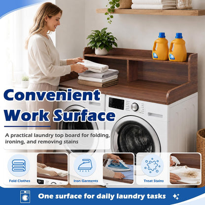 Royxen Laundry Countertop with Storage Universal Fit, Washer and Dryer Countertop with Shelf, Laundry Room Storage, 2-Tier Shelf (Oak)