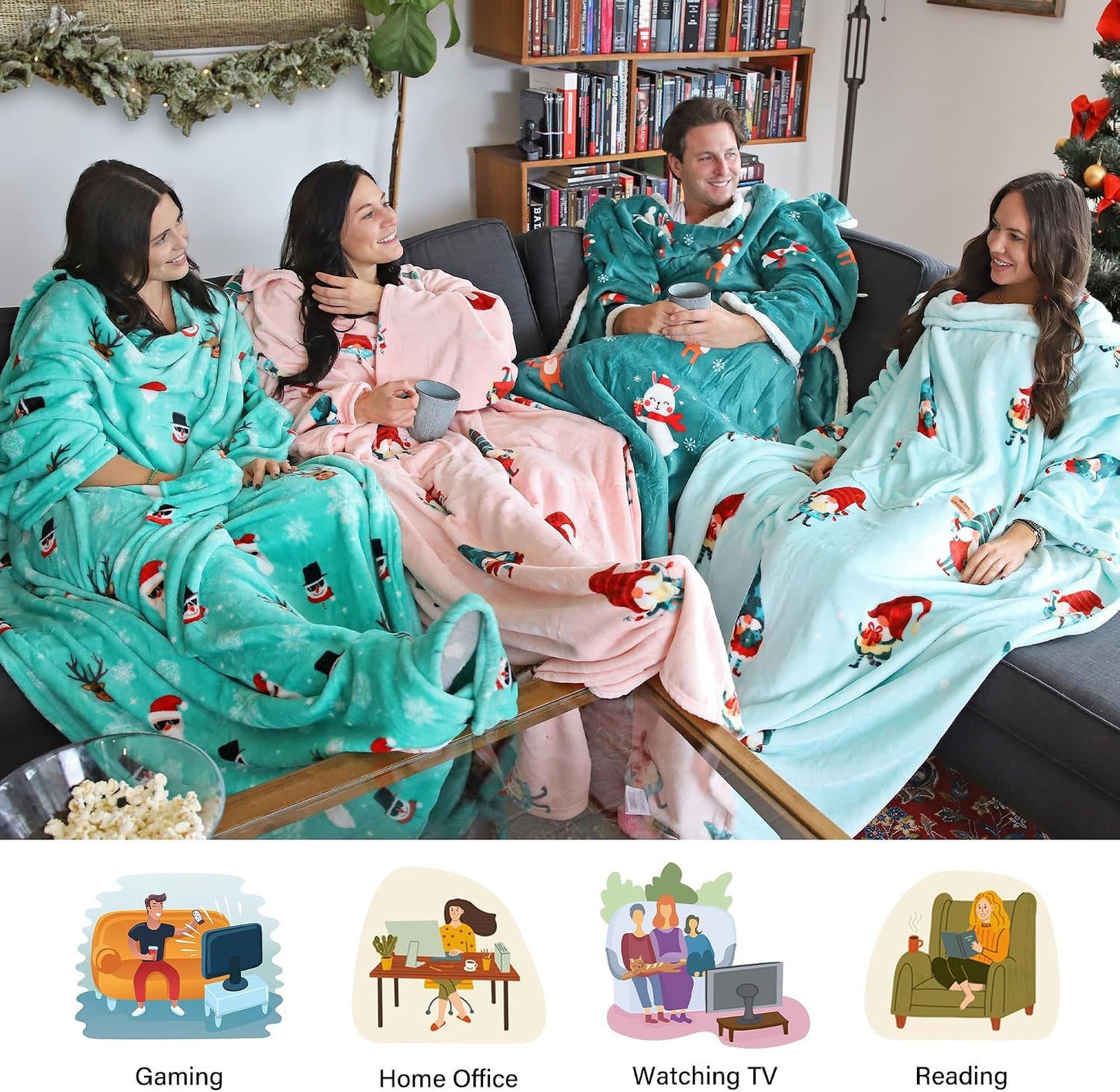 Catalonia Wearable Blanket with Sleeves for Women & Men, Fleece Wrap Throw | Cozy Sleeve Design for Hands-Free Comfort, Perfect for Reading, TV Time & Relaxing, Christmas & Birthday Gift