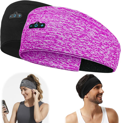 BORAYDA 2-Pack Bluetooth Headband, Bluetooth 5.4 Sleeping Headphones,18 Hours Play Time,HD Stereo, Built-in Microphone, Workout, Running, Sports, Men/Women Giftv