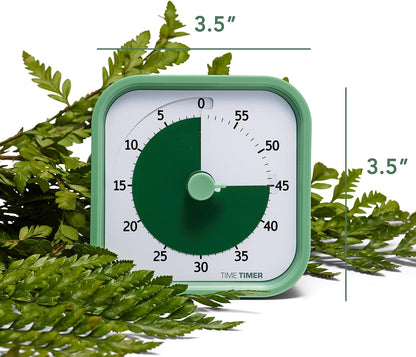 TIME TIMER Home MOD – 60-Minute Visual Timer Home Edition, Silent Operation Study Tool for Kids Desk, Homeschool Supplies, Office & Meetings (Fern Green)