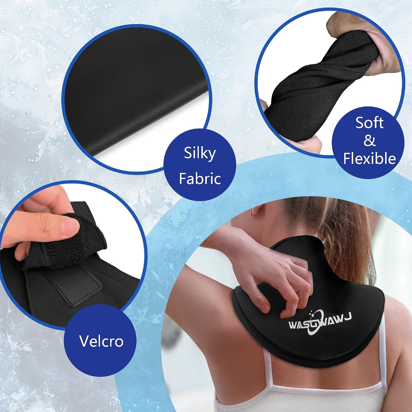 Reusable Neck Ice Pack Wrap - Hot Cold Therapy Gel Pack for Neck Shoulder Pain Relief, Adjustable Velcro Strap, Soft Lycra Fabric, Flexible Cervical Cold Compress for Injuries Recovery