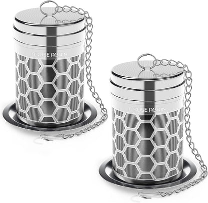 House Again Tea Infusers, Extra Fine Mesh Tea Strainers for Loose Tea, Updated Slim Threaded Lid & 304 Stainless Steel, Filter Bags Diffusers, Loose Leaf Tea Steeper for Brew Tea Spices & Seasonings