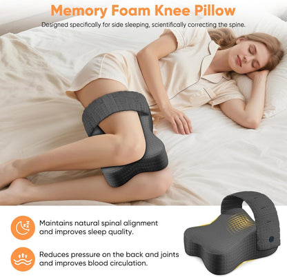 Knee Pillow for Side Sleepers, Leg Pillow for Side Sleeping, Sciatica Pain Relief Pillow, Hip Pillow with Ergonomic Memory Foam – Large Gray Cushion for Thigh, Knee, Back & Leg Support Gray