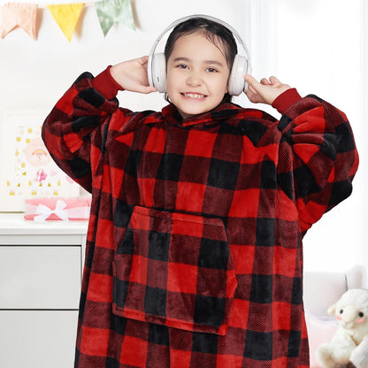 Wearable Blanket Sweatshirt Gifts for Women and Men, Warm and Cozy Giant Blanket Hoodie, Thick Flannel Blanket with Sleeves and Giant Pocket - Dark Gray