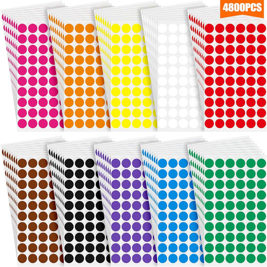 Epakh 1/2 Inch Colored Dot Stickers Round Labels 10 Colors