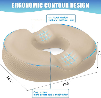BlissTrends Donut Pillow Seat Cushion, Memory Foam Lifting Cushions(Black) | Donut Chair Cushions for Postpartum Pregnancy & Hemorrhoids,Tailbone Pain Relief Cushion for Office&Home Chairs