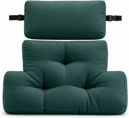 2-Piece Neck Pillow Lumbar Support Cushion for Recliner, Ergonomic High-Density Foam Backrest with Adjustable Headrest, Soft Comfy Back Support for Office Chair, Sofa, Couch, Pain Relief, Beige