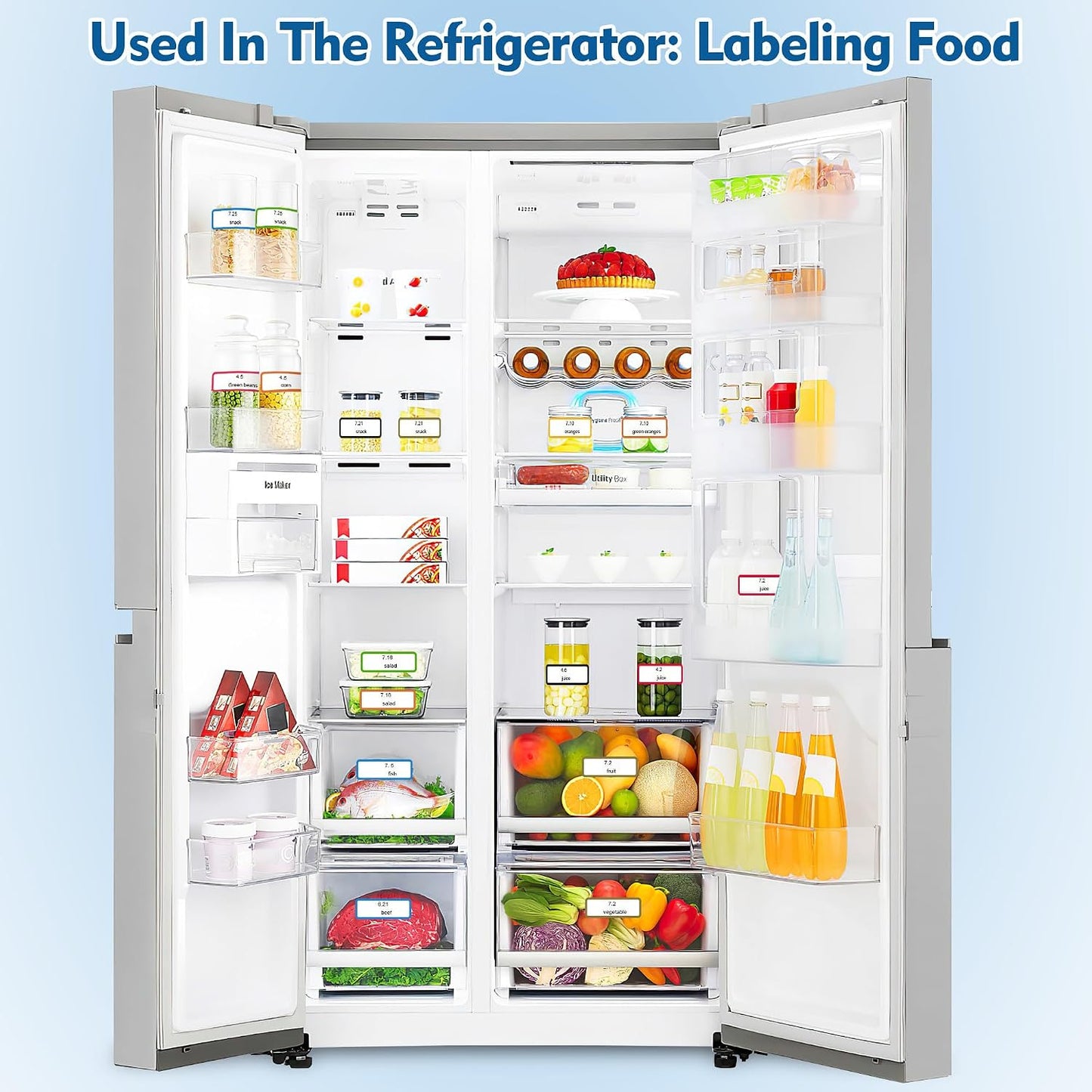 500 Pcs 1×3 Inch Removable Freezer Labels, Waterproof, Oil & Tear Resistant, No Residue Writable Stickers for Food Containers, Jars, Pantry and Meal Prep (Bright-Blank)