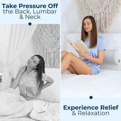 5 STARS UNITED Knee Pillow for Back Sleeping – Half Moon Bolster Pillow for Legs, Under Knee Pillow for Sleeping on Back, Memory Foam Leg Pillow for Back Pain, White