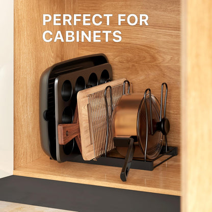 SIMPLE HOUSEWARE 5 Compartments Height Adjustable Pan Organizer, Black