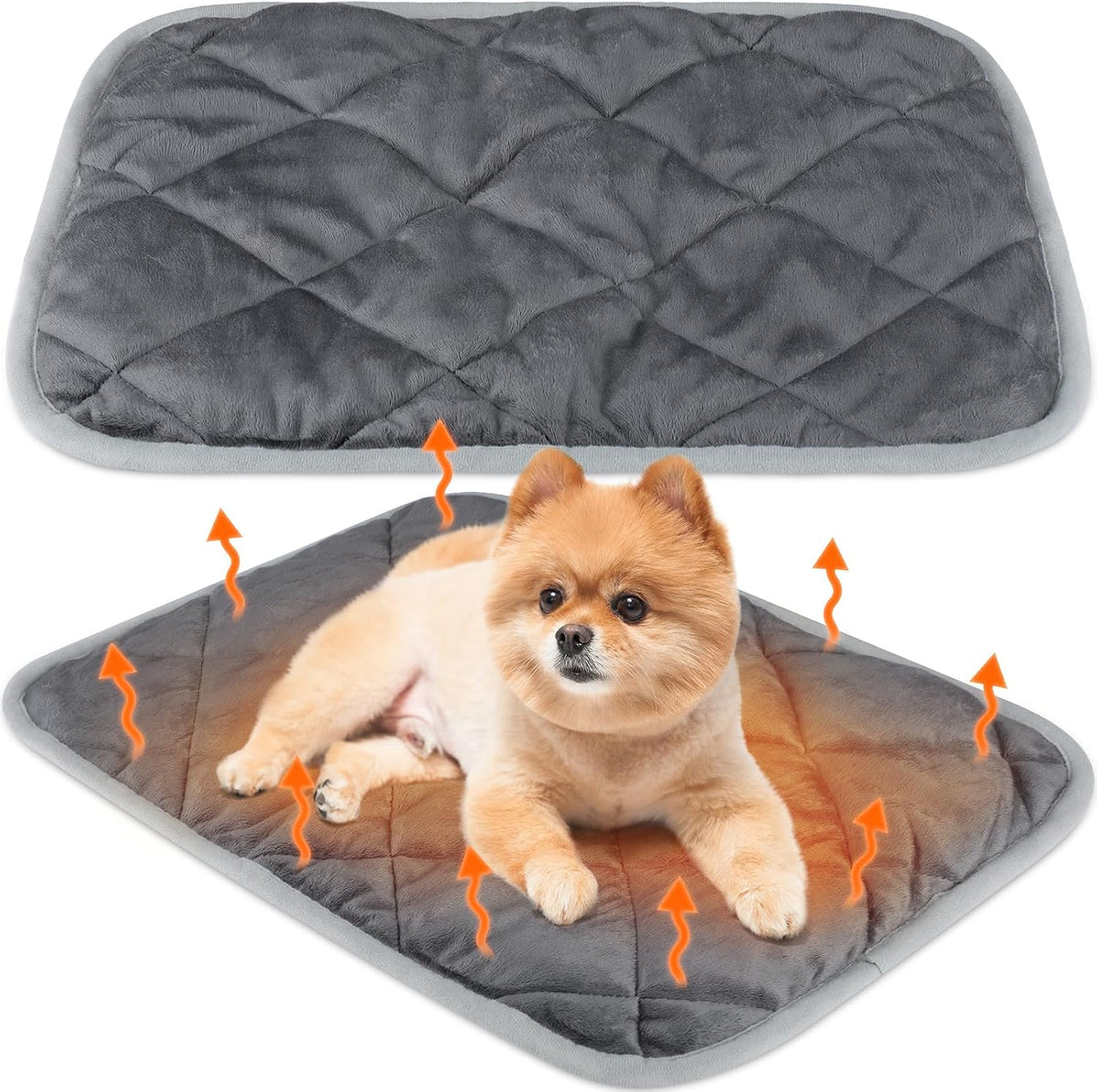 2 Pack Self Heating Cat Mat Self Warming Pet Pads Washable Kennel Mat Dog Crate Pad Reflects Body Heat Non Skid Cat Thermal Pads for Puppy Indoor Outdoor(Black,16 x 20 Inches)