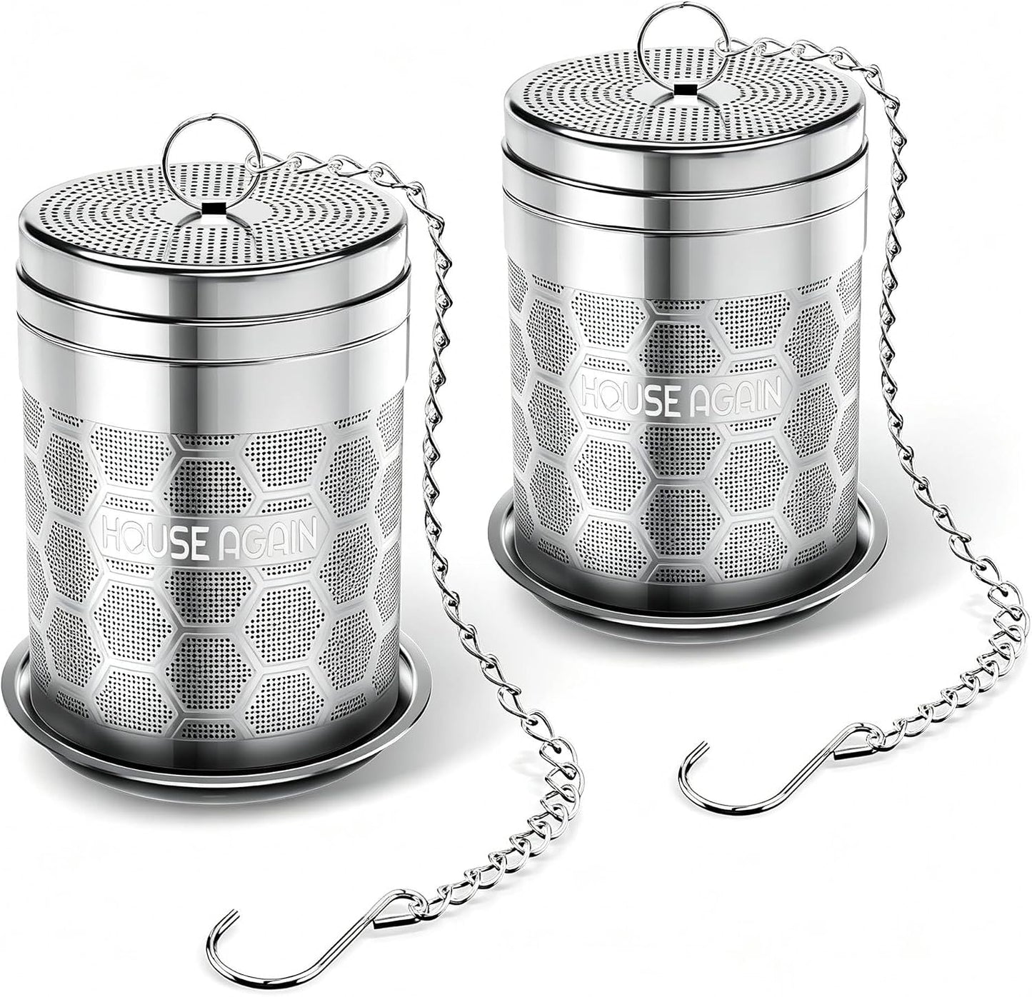 House Again Tea Infusers, Extra Fine Mesh Tea Strainers for Loose Tea, Updated Slim Threaded Lid & 304 Stainless Steel, Filter Bags Diffusers, Loose Leaf Tea Steeper for Brew Tea Spices & Seasonings
