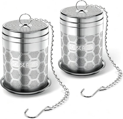 House Again Tea Infusers, Extra Fine Mesh Tea Strainers for Loose Tea, Updated Slim Threaded Lid & 304 Stainless Steel, Filter Bags Diffusers, Loose Leaf Tea Steeper for Brew Tea Spices & Seasonings