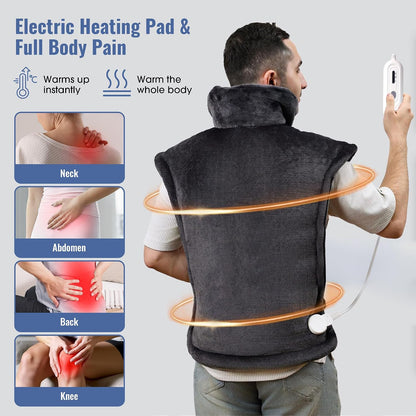 Tefici Heating Pad for Back,Birthday Gift for Women Men Mom Dad,FSA Eligible HSA Approved,24" x33"Fast Heating, Electric Heat Pad,2H Auto-Off, Neck and Shoulders and Back Heat Pad,ETL Certified,Gray