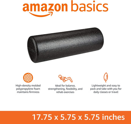 Amazon Basics High-Density Foam Roller for Exercise and Recovery, 18 Inches, Black