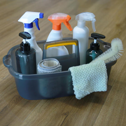 Goderewild Multi-Purpose Plastic Cleaning Caddy with Handle, Shower Caddy Organizer/Storage Basket/Totes Portable for Bathroom Supplies, Cleaning Products, Under Sink Tool, Housekeepers (Grey)