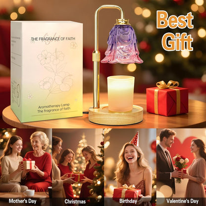 XJZJY Pink Flower Candle Warmer Lamp with Timer, Birthday Gifts for Women
