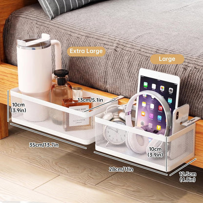2 Pack Bedside Caddy Organizer,Bunk Bed Shelf, White | Adjustable Clamp-On Structure, Easy to Install, Holds up to 33 lbs, Fits All Types of Beds, College Dorm Room Essentials