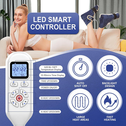 JOBYNA Ankle/Toe/Foot Warmer | Full Coverage Heated Foot Wrap |86-158℉ Continuous Setting| 10-90min Timer| Electric Heating Pad for Plantar Fasciitis Relief, Neuropathy Pain Relief for Foot(1 Pack)