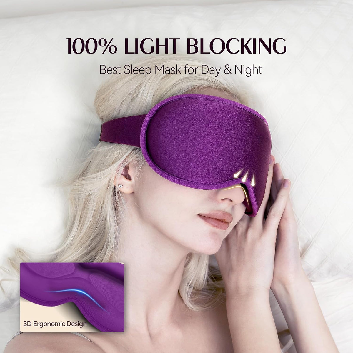 Sleep Mask for Women Men: 100% Blackout 3D Eye Mask for Sleeping, Sleeping Mask for Side Sleepers, Zero Pressure Memory Foam Eyelash Friendly Breathable Eye Cover, Airplane Travel Essentials-Pink