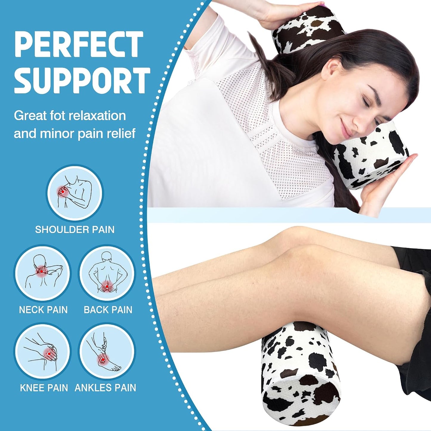 Neck Roll Pillow for Sleeping,Ergonomic Cylinder Tube Pillows for Cervical Spine and Neck Support,Versatile Roll Pillow for Bed,Office,and Travel,Memory Foam Bolster with Washable Cover
