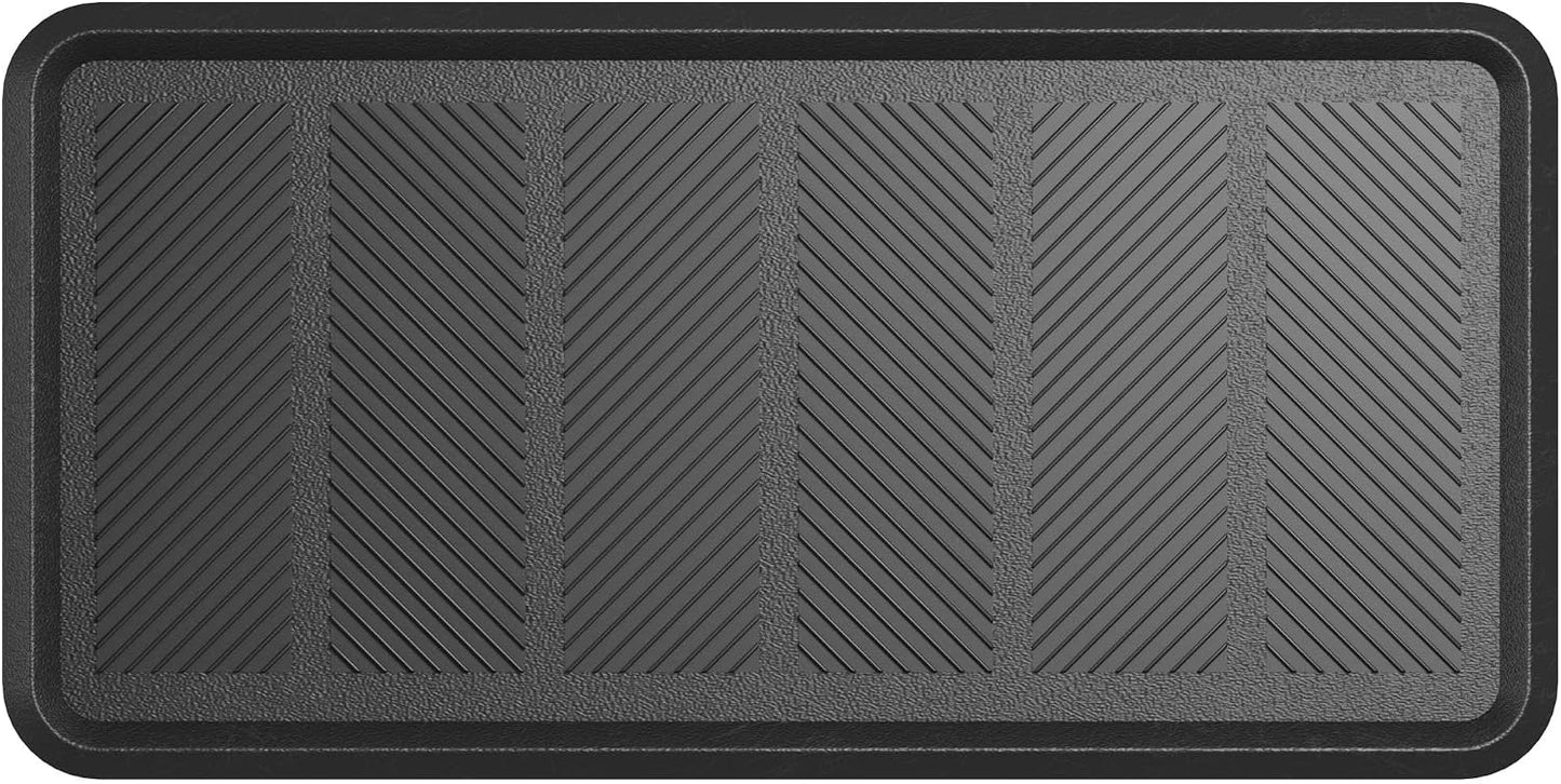 Ottomanson Heavy Duty Rubber Floor Mat – Non-Slip, Waterproof, Easy to Clean – Boot Tray Utility Mat for Shoes, Boots, Entryway, or Pet Feeding Area – Durable, Hose Washable – 16" x 32", Black