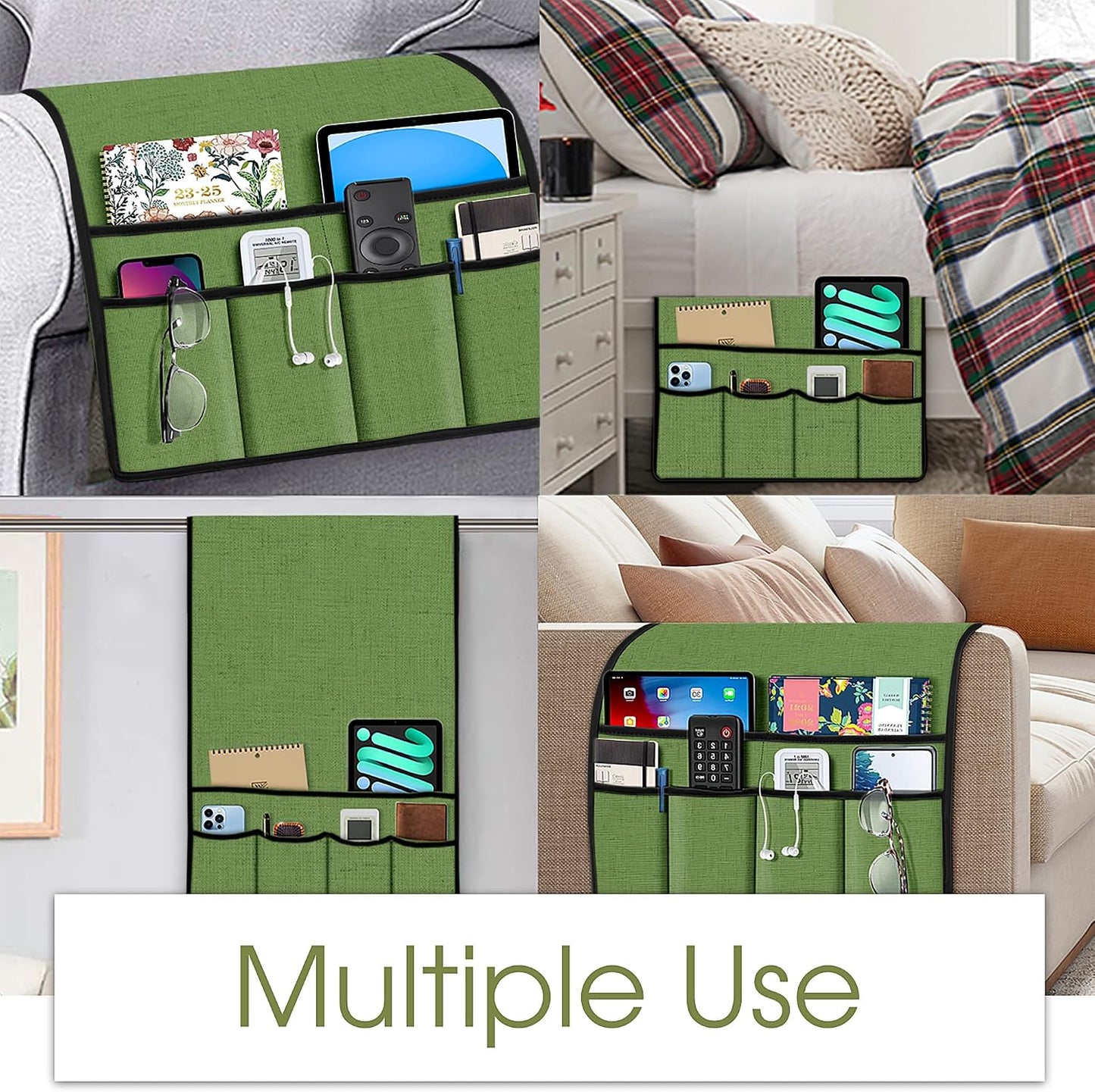 Joywell Remote Caddy Couch Remote Control Holder for Recliner Sofa Armrest Organizer Non Slip Arm Chair Caddie with 6 Pocket Storage for Magazine, Tablet, Phone, iPad, Black