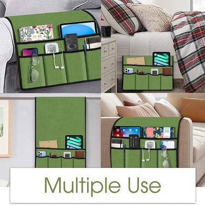 Joywell Remote Caddy Couch Remote Control Holder for Recliner Sofa Armrest Organizer Non Slip Arm Chair Caddie with 6 Pocket Storage for Magazine, Tablet, Phone, iPad, Black