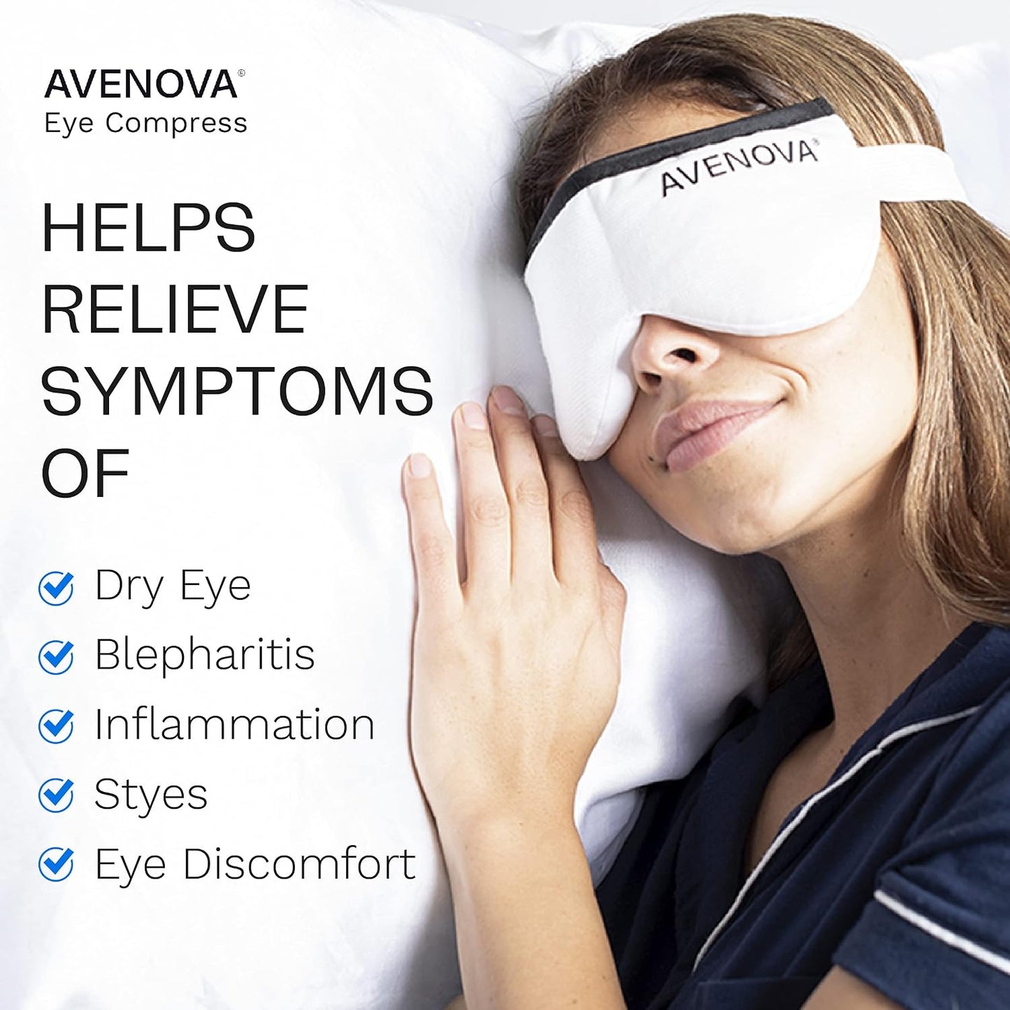Avenova Eye Compress Mask for Stye, Headache, Allergy & Sinus Relief | Reusable & Microwaveable Eye Mask for Irritated Eyes