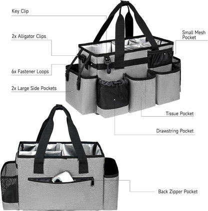 Cleaning Caddy Bag, Extra Large Cleaning Supply Bag for Housekeepers,Black | Sturdy Cleaning Caddy Organizer for Cleaning Supplies with Handle and Adjustable Shouder Strap, Easy to Clean Design