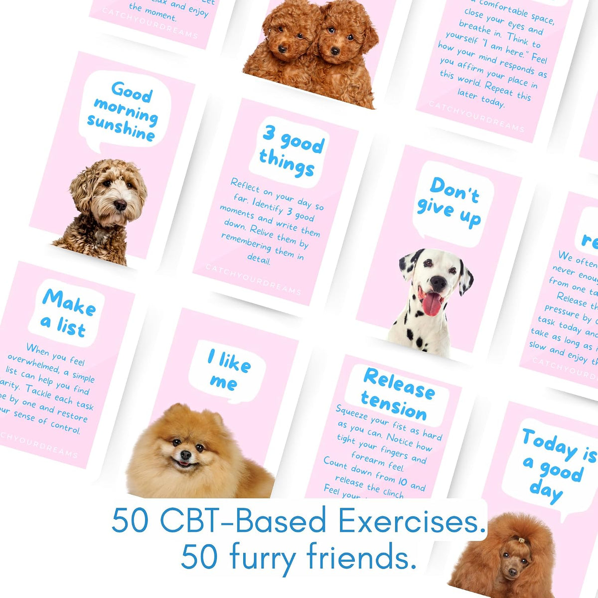 Dogs Against Anxiety Cards — 50 Anxiety Relief Cards | CBT & Mindfulness Exercises | Calming Gift for Women, Dog Lovers & Kids