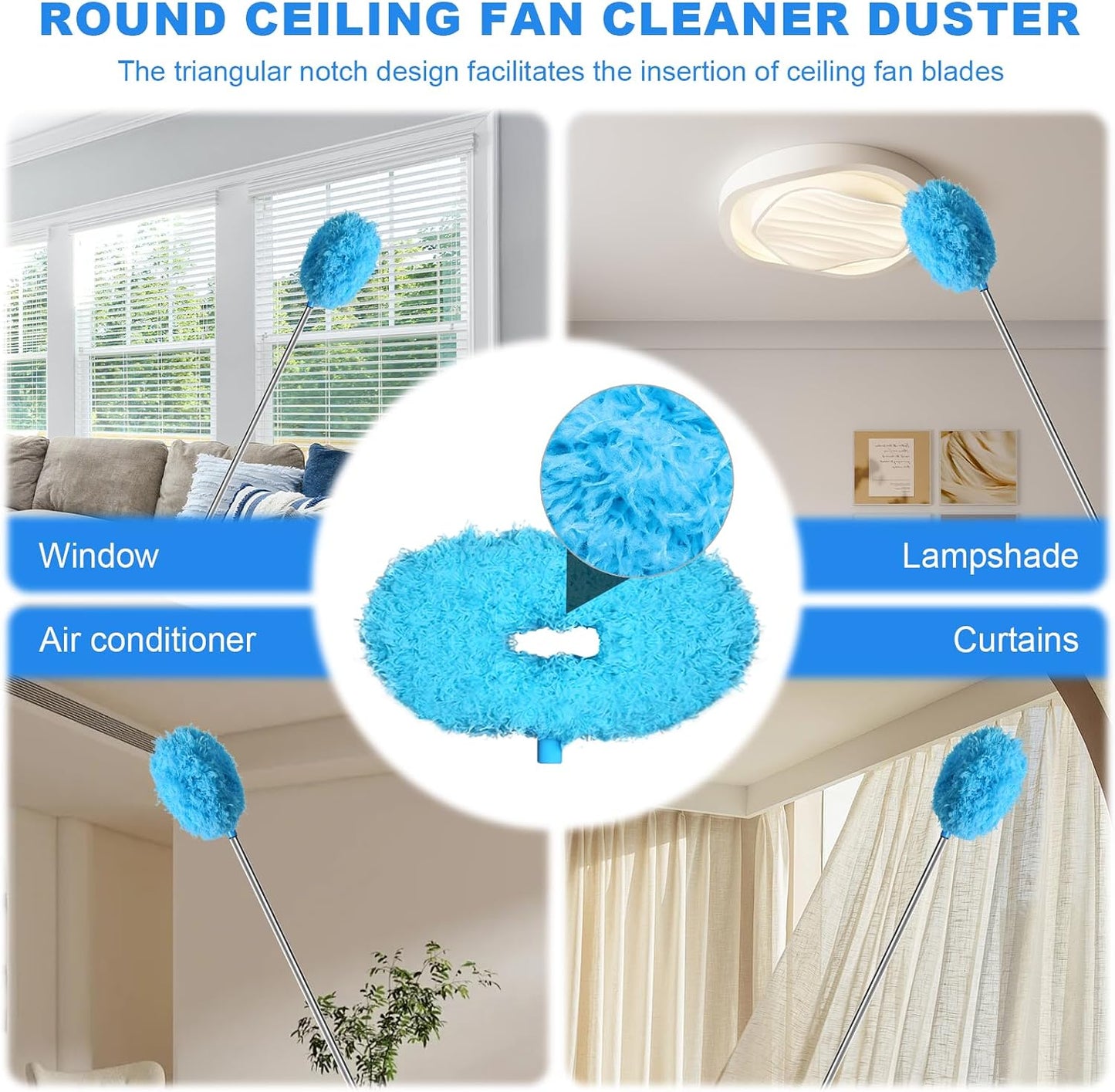 Storystore Ceiling Fan Cleaner Duster, Adjustable Microfiber Duster | 4.2FT Fan Cleaner with 13-50" Pole for Cleaning Fan Blades, Cobwebs, Walls, Doors and Windows, Brush for Dust Removal