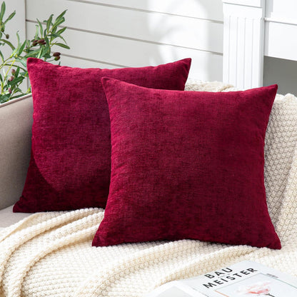 GAWAMAY Lumbar Support Pillow Decorative Rectangle Throw Pillow Covers 12"x20" Inch Set of 2, Soft Chenille Fall Pillowcase for Living Room Bedroom Sofa Couch Cushion Cover Grey 30x50cm (No Insert)