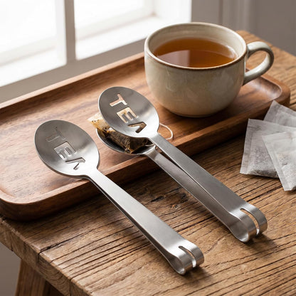 Tea Bag Squeezer, 2 Pcs Stainless Steel Tea Tongs, Teabag Filter | Tea Spoon Tea Bag Strainer Tea Tongs Clip on Strainer Tea Accessories for Loosing Leaf, Gripping Ice Cube, Sugar