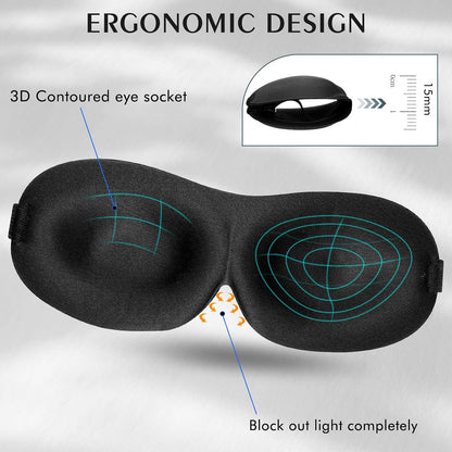 Bonuci 20 Pack Sleep Mask Blackout 3D Eye Mask for Ultralight Sleeping Night Blindfold Eye Covers with Adjustable Strap for Men Women Travel Gift Back and Side Sleeper (Dark Purple)