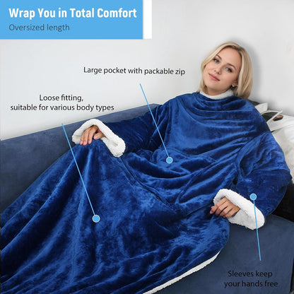 Catalonia Sherpa Wearable Blanket with Sleeves Arms