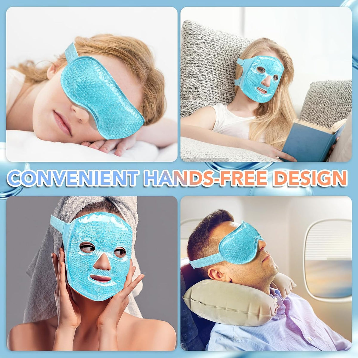 XPCARE Colding Ice Face Mask and Cooling Eye Mask for Puffy Eyes (Blue)