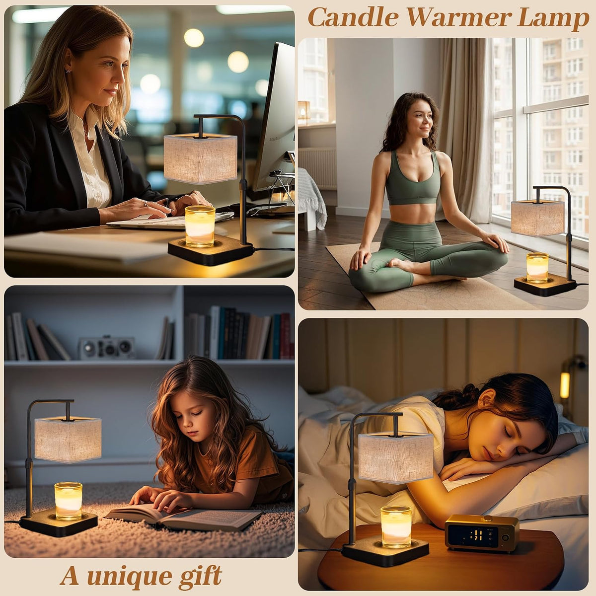MOAFINA White Candle Warmer Lamp with Timer,Height Adjustable Dimmable