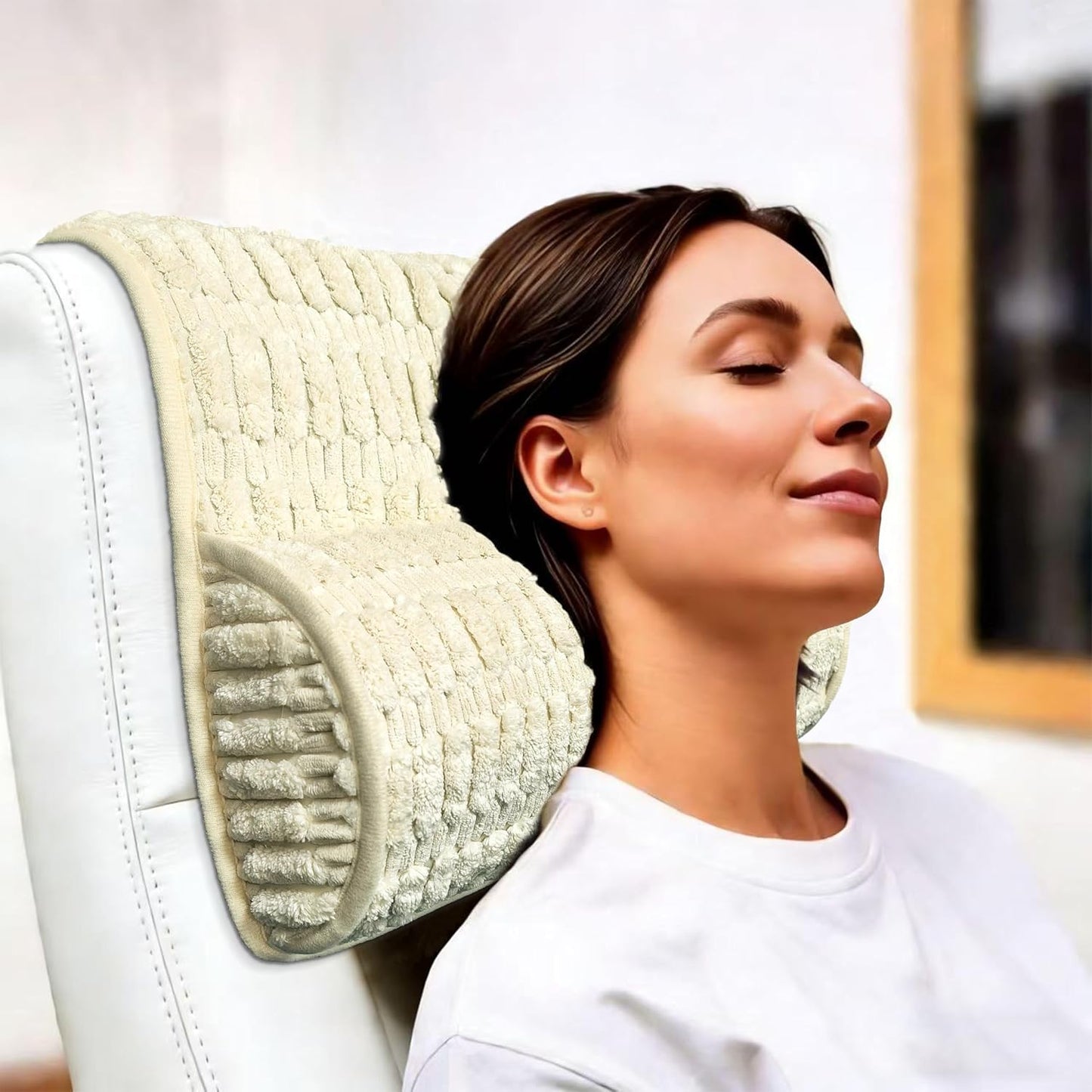 Memory Foam Recliner Neck Pillow. | Breathable pressure relieving ergonomic cushion fits car, sofa, office chair, recliner. Gray,17"W×2.7"D.