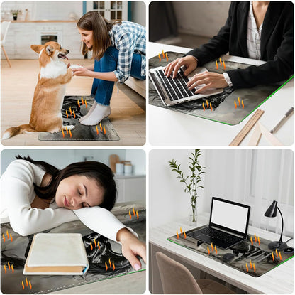 Heated Desk Pad Heated Large Mouse Pad, Electric Quickly Warm Desk Mat with 3 Levels Heating 3 Hours Auto Shut-Off, 31.5" x 13" Warm Gaming Mousepad Hand Foot Warmer, Baby Elephant