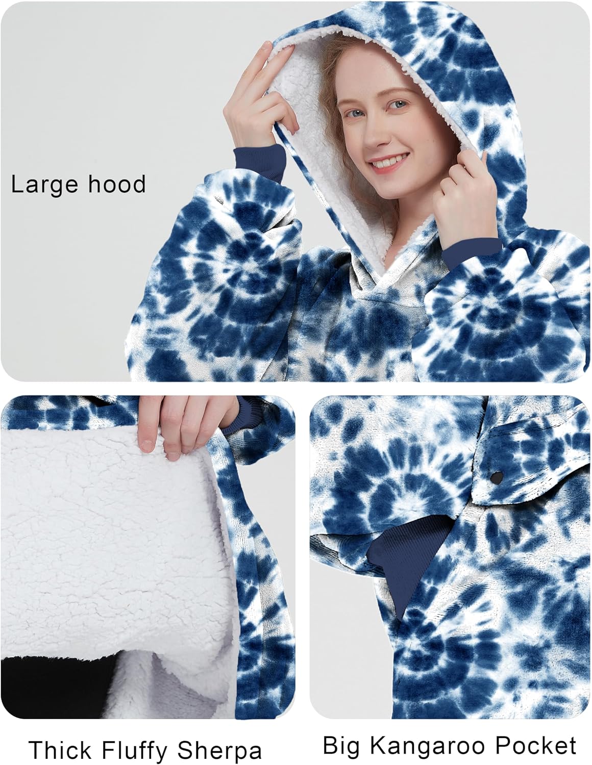 KFUBUO Wearable Heated Blanket Cordless Oversized Hoodie Sweatshirt