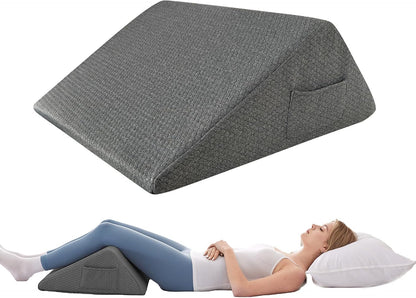 Bedluxe Knee Pillow for Back Sleeping, Leg Pillow Knee Wedge Pillow, Memory Foam Wedge Pillows for Legs Post Surgery, Triangle Pillow for Knee Support, Leg Elevation, Knees Hip Back Pain Relief, White