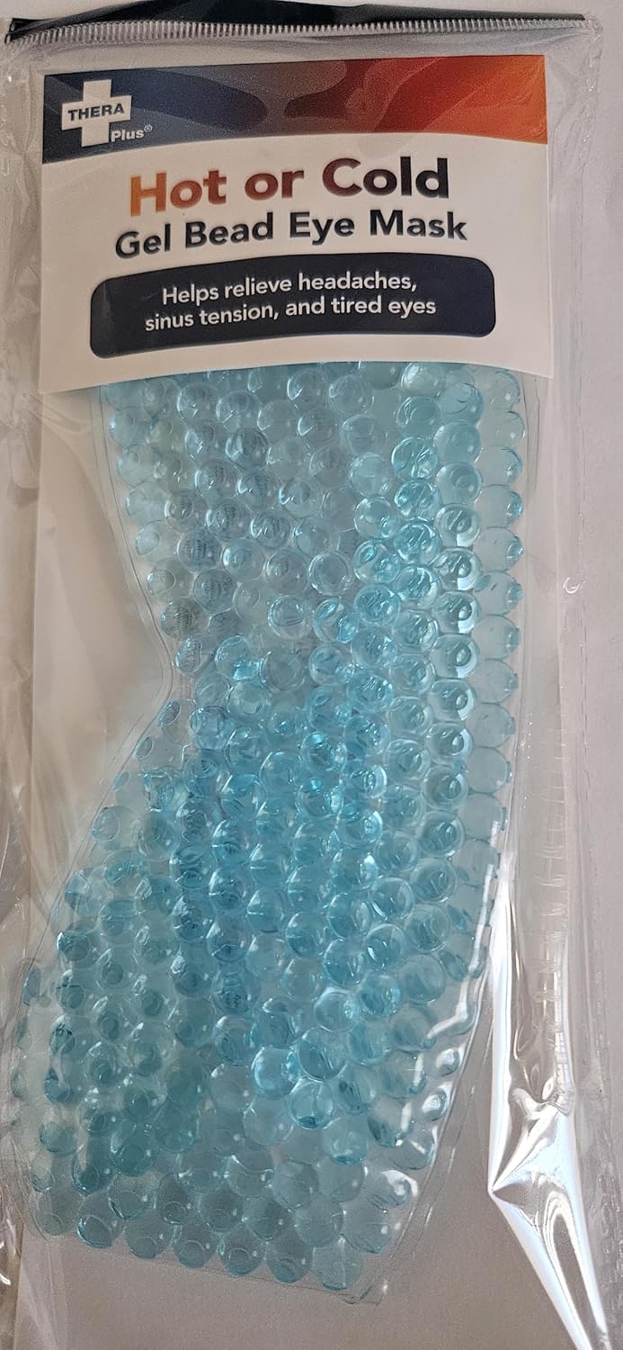 (Set of 2) Gel Beads Eye Mask, Blue, Reusable Hot Cold Therapy, Flexible Comfort Design for Puffiness, Headaches, Migraines, Stress Relief, Eye Bags