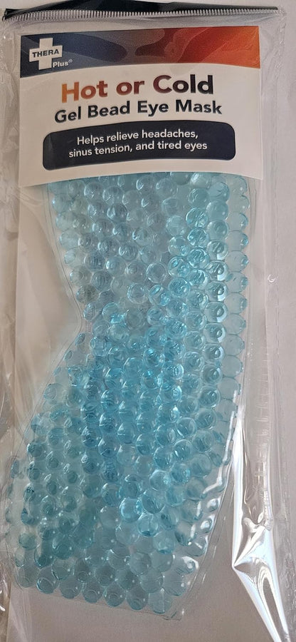 (Set of 2) Gel Beads Eye Mask, Blue, Reusable Hot Cold Therapy, Flexible Comfort Design for Puffiness, Headaches, Migraines, Stress Relief, Eye Bags
